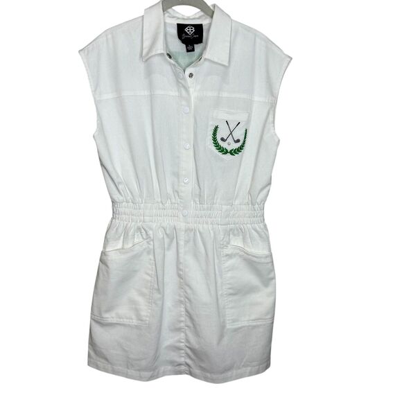 Brianna Cannon Shirt Dress Womens Large White Golf Par-Tee Time Button Front - Picture 1 of 10